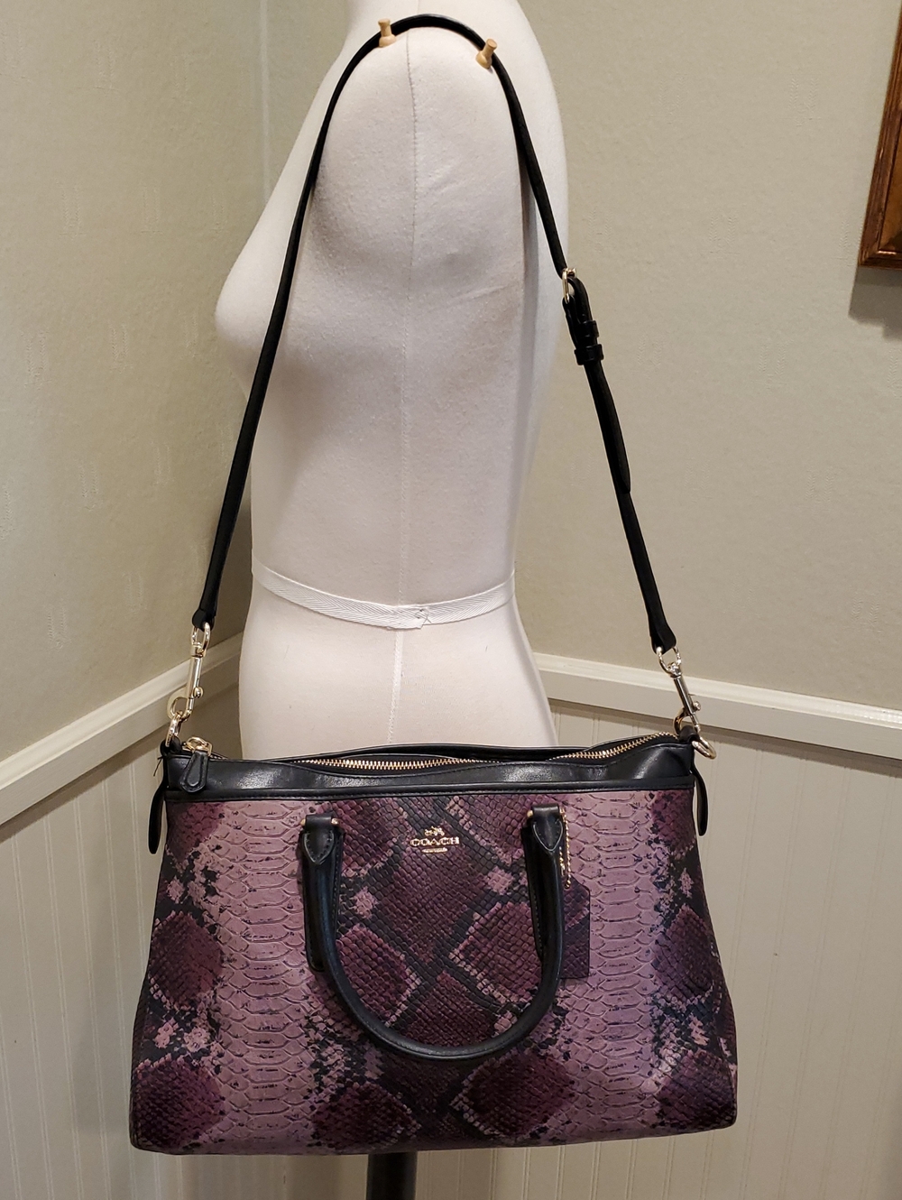 Coach Python Embossed Morgan Satchel - Picture 6 of 16